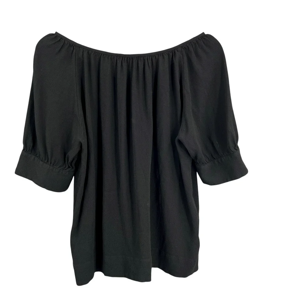 J.Crew Black Crepe Puff Sleeve Blouse Career Top‎ Size S